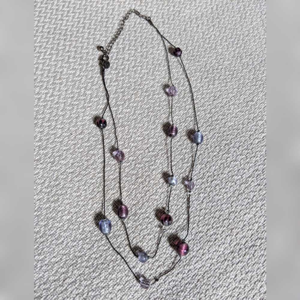 LN Amethyst glass bead necklace